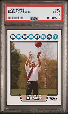2008 Topps Basketball Barack Obama President #BO Rare Insert Low Pop PSA 9 • $999.99