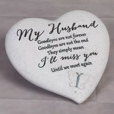 My Husband' Thoughts Of You Heart Memorial Stone | Graveside Plaque Tribute • £15.99