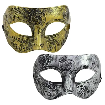 MENS Masquerade ROMAN MASKS | Face Mask VENETIAN Masks | Fancy Dress PROM BALL • £6.49