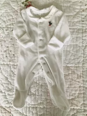 Marks And Spencer Unisex White Velour Bodysuit Size Newborn • £6