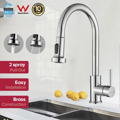 Brass Kitchen Tap Mixer Pull Out Basin Taps Faucet Swivel Spout Chrome 2-Mode • $85.99
