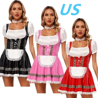 US Womens French Maid Dress German Oktoberfest Costume Bavarian Beer Maid Dress • $6.99