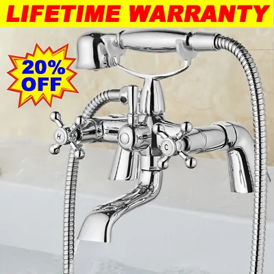 £39.70 • Buy Traditional Bath Filler Shower Mixer Tap With Handset Bathroom Taps Chrome AAA+