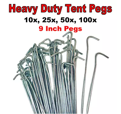 £13.35 • Buy Heavy Duty Galvanised Steel Tent Pegs Ground Sheet Anchor Metal Camping Tarp Peg