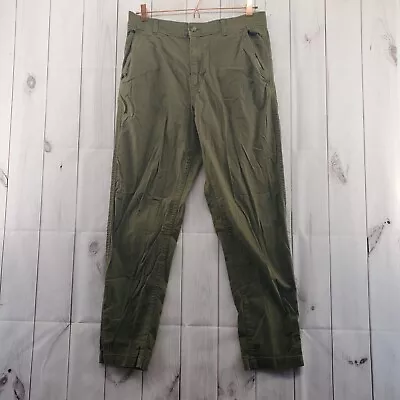 Eddie Bauer Pants Mens 34 Hiking RipStop Zip Front Tapered Leg Green • $20.99