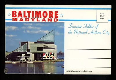 Postcard Folder Maryland MD Baltimore Harbor Ship Fort Fountain Railroad Chrome • $3.99
