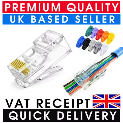 £1.50 • Buy RJ45 UTP GOLD PLATED PASSTHROUGH CAT6 CAT5e NETWORK CABLE CONNECTOR WHOLESALE