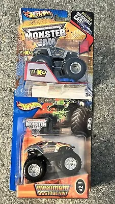 HOT WHEELS MONSTER JAM MAX-D  Lot Of 2. 2004 Edition&Crushable Car 1/64 “READ” • $20