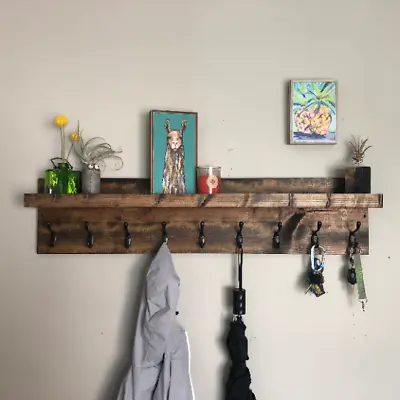 Coat Rack With Shelf | Key Holder Entryway Organizer Towel Rack Key Hooks • $24