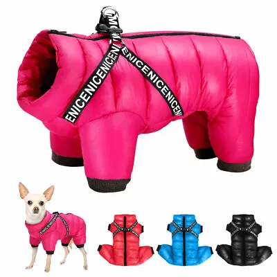 £15.59 • Buy Winter Waterproof Dog Jacket Coat Thickening Warm Puppy Jumpsuit With Harness