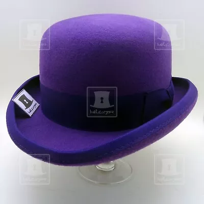 RETRO Wool Felt Men Dura Bowler Top Hat Women Derby | Purple | Sizes 57 59 61 • $66