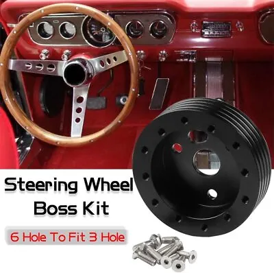 ⭐1  Black Car Steering Wheel Hub Adapter Spacer Kit For 6 Hole To Grant 3 Hole⭐ • $12.99