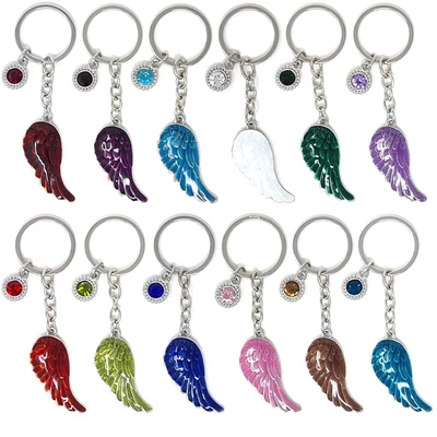 £3.99 • Buy Guardian Angel Wing Birthstone Keyring Birthday Month Gemstone Gift