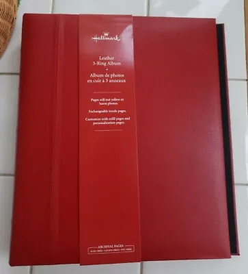 Hallmark Red LEATHER PHOTO ALBUM 3 Ring + 10 Sets Refill Pages Genuine Bonded • $89.99