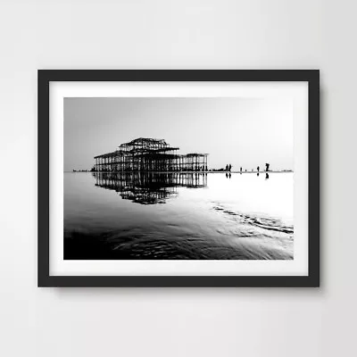 £22.49 • Buy BRIGHTON WEST PIER ART PRINT Poster Home Wall Decor Black White Photo 10 Sizes