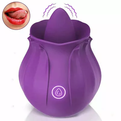 Rechargable-Tongue-Oral-Clit-Licking-Rose-Vibrator-Massager-for-Women-Discreet • $13.89