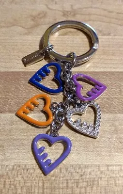 Coach Poppy Multi Heart Charms Love Pave Multi-Color Keychain Key Ring Fob  • $75