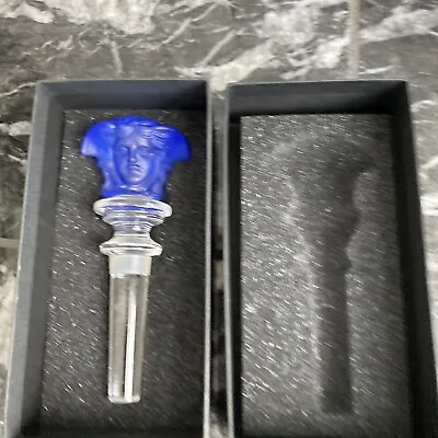Versace Medusa Cobalt Blue Crystal Bottle Stopper Rosenthal Wine W/Box Unused • $150