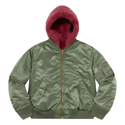 Supreme Jacket Faux Fur Reversible MA-1 OLIVE Medium • £485