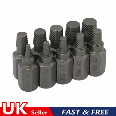 10Pcs Screw Extractor Easy Out Drill Bits Broken Damaged Bolt Stud Remover Set • £7.25