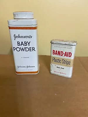 Johnson's Baby Powder & Band-Aid Vintage Metal Tins • $4.99