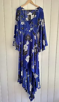 City Chic Maxi Dress Size M 18 Blue La Fleur Bloom Nwt • $45