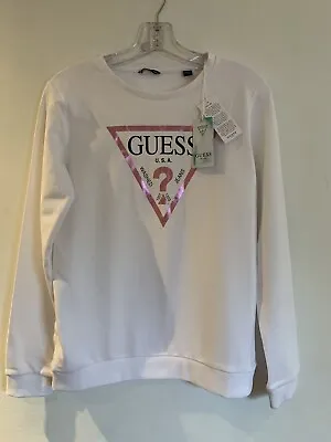 Designer Guess Sweatshirt Long Sleeve Jumper Sweatshirt Size Women’s Small -16 G • £15.99