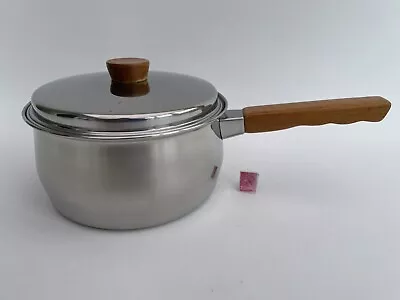 £19.99 • Buy Vintage Prestige Stainless Steel 2 Litre Saucepan Copper Bottom Wooden Handle