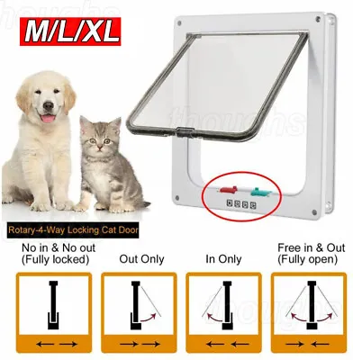 4-Way Lockable Magnetic Large Cat Flap Pet Door Staywell Dog Tunnel Guard UK • £7.95