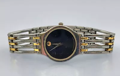 Movado ESPERANZA Two Tone Black Dial Ladies 23MM Watch 84-25-811 4p • $9.99