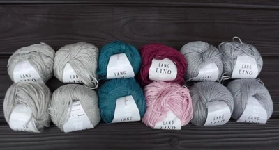 $45 • Buy Lang Yarn Lino, 100 % Linen, New, 121 Yards Each, 12 Ball Lot, Assorted Colors