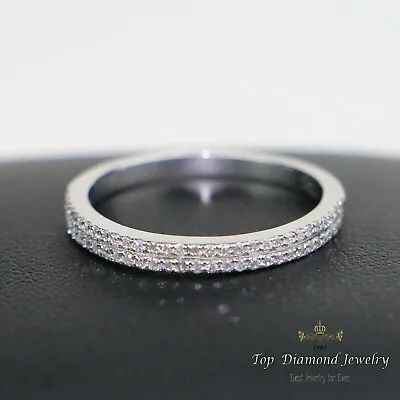 14k White 0.24 Ct Round Diamond Micro Pave Set Full Eternity Wedding Ring • $446.37