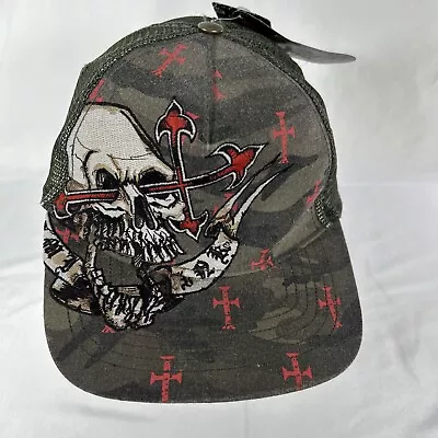 New W/Tag Miami Ink Camo  Skull & Dagger Mesh SnapBack Hat One Size • $19.96