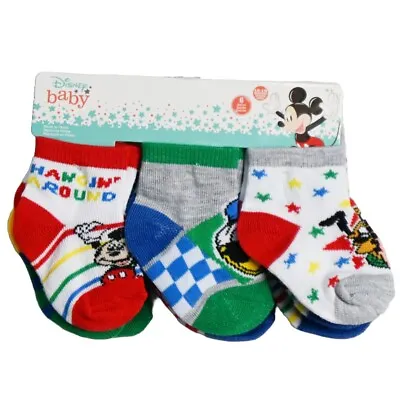 Mickey Mouse Baby Boys' 12-18M Quarter Socks Pack Of 6. • $10.99