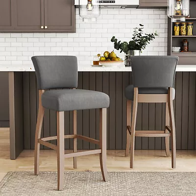 Upholstered Barstools Kitchen Island High Chairs Pub Cafe Counter Seat Footrest • £192.95