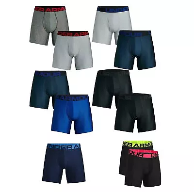 Under Armour Mens Tech 6  Boxer Jock Boxer Briefs Underwear 2 PACK 1363619 • $27.95