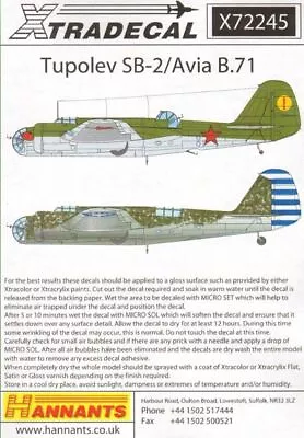 Xtradecal 72245 1:72 Tupolev SB-2/Avia B.71 • £7.20