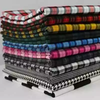 100% COTTON Fabric Fashion Tartan Plaid Check Royal Stewart Dress Craft Material • £2.89