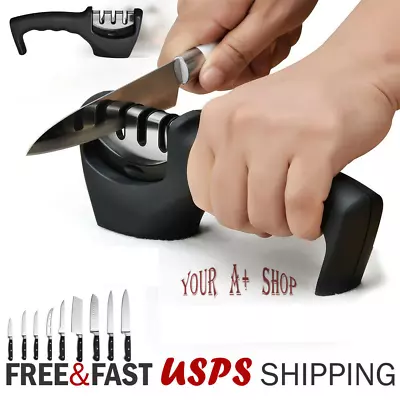  KNIFE SHARPENER 3 STAGE CERAMIC Tungsten Kitchen Knives Sharpening Hone Tool  • $8.45