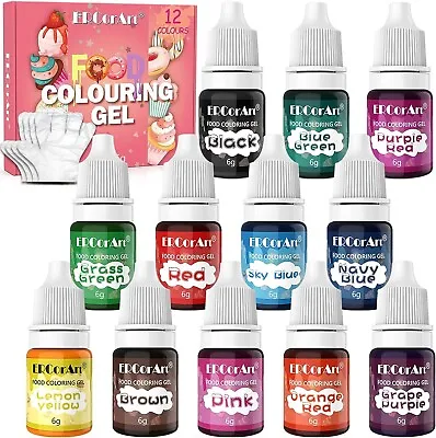 £8.98 • Buy 12 Colours Gel Food Colouring - Icing Gel Colours Set With Gloves, Gel Food