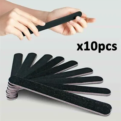 10pcs Stadux Double Sided Black Nail Files Emery Board Straight 100/180 Grit • £3.05