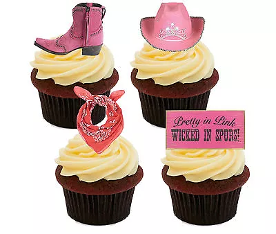 Cowgirl Edible Cupcake Toppers Stand-up Decorations Western Female Hen Night • £2.99