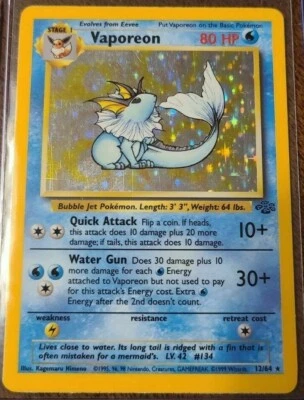$15.99 • Buy HOLO RARE Vaporeon Jungle Foil Holographic Pokemon 12/64 Original 151 Vintage MP