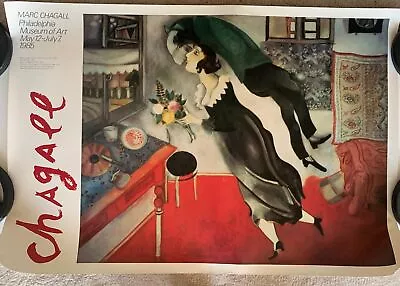 1985 Marc Chagall Philadelphia Museum Of Art Exhibition Poster The Birthday • $75