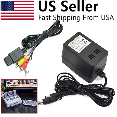 Audio AV RCA+AC Cable Power Supply Adapter Cord For Super Nintendo SNES Game Set • $5.91