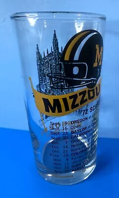 1972 Missouri University Football Schedule Tiger Tumbler Glass Mizzou Tigers Vtg • $12.95