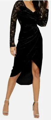 £29.99 • Buy Womens TFNC Amela Velvet Black Midi Dress Size UK 16