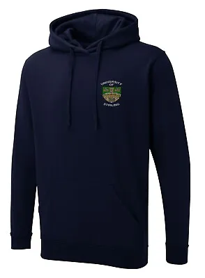 Stirling University Retro Society Hoodie Hooded Sweatshirt Navy Grey • £16.99