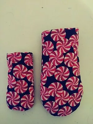 Quilted Pot Handle Holder Set Of 2 - Peppermint Candies - Handmade • $9.99