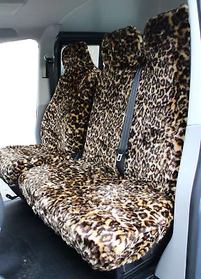 VW Transporter T4 T5 T6 LEOPARD Faux FUR VAN Seat COVERS - Single + Double • $77.15